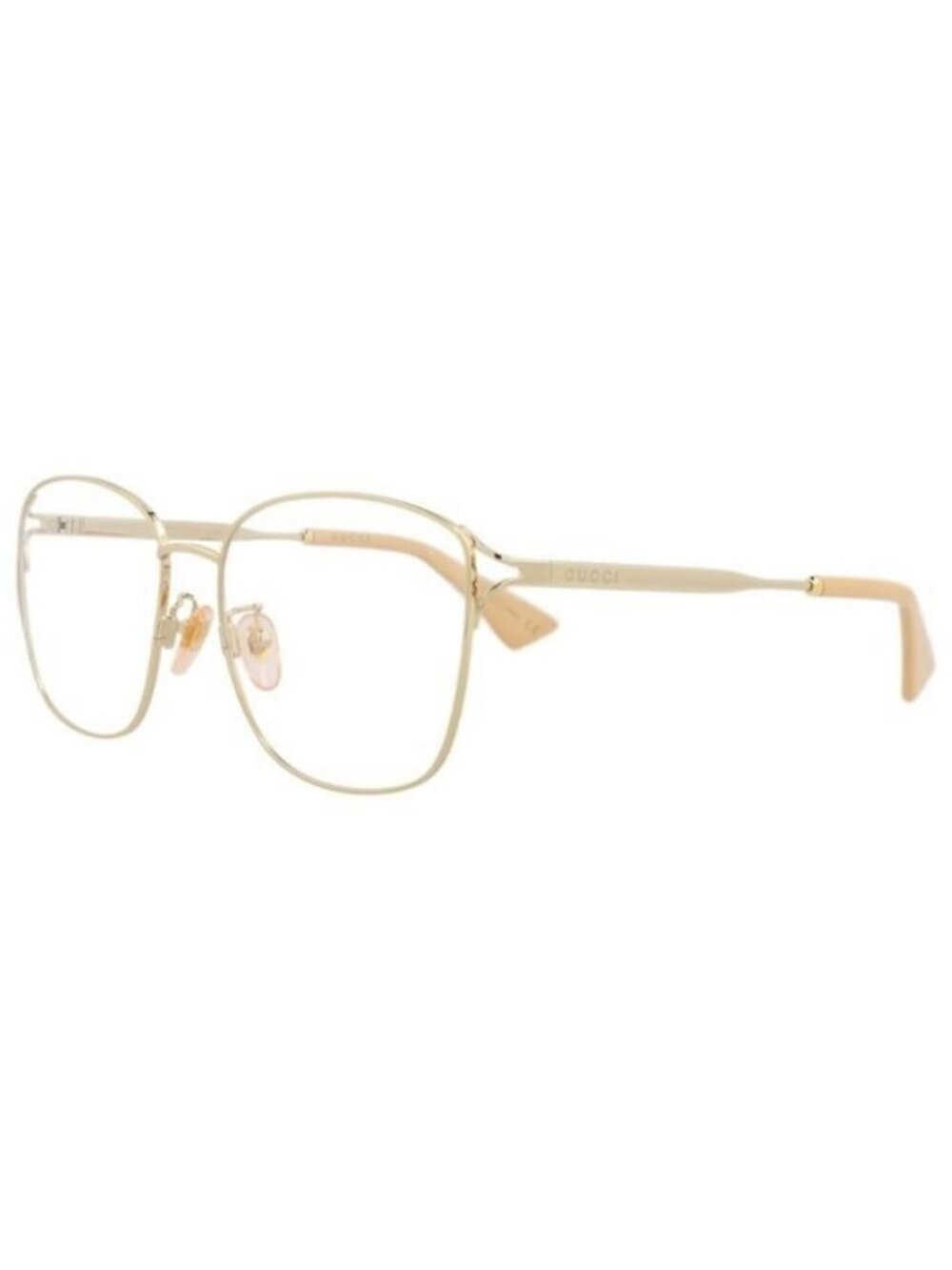 New Gucci Womens Square/Rectangle Gold Gold Transparent Fashion Designer Eyeglas